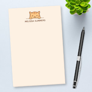 Orange Tabby Cat Peeking über Individuelle Name Post-it Klebezettel