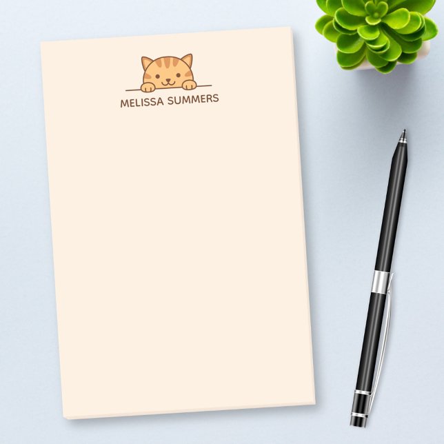 Orange Tabby Cat Peeking über Individuelle Name Post-it Klebezettel (Von Creator hochgeladen)