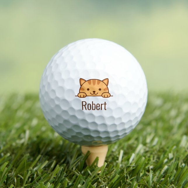 Orange Tabby Cat Pet Individuelle Name Golfball (Insitu T-Shirt)