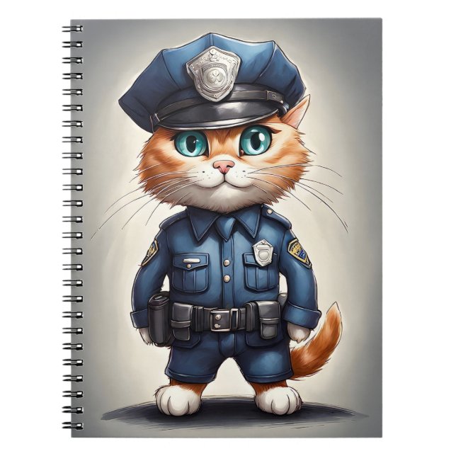 Orange Tabby Cat Police Polizist Spiral Foto Noteb Notizblock (Vorderseite)