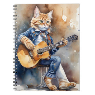 Orange Tabby Cat Rock Star Gitarre spielen Notizblock
