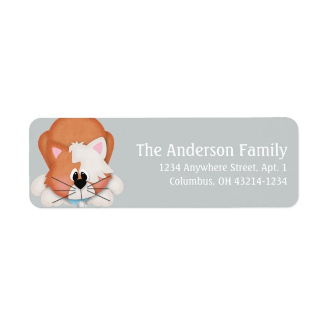 Orange Tabby Cat Rücksendeadressen-Aufkleber (Vorne)