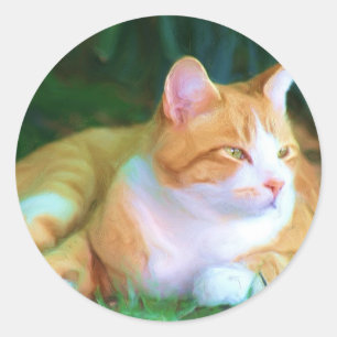 Orange Tabby Cat Runder Aufkleber