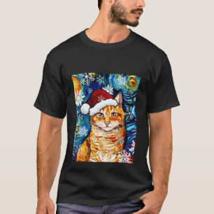 Orange Tabby Cat Santa Starry T-Shirt