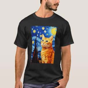 Orange Tabby Cat Starry Night Vincent van Gogh Pet T-Shirt