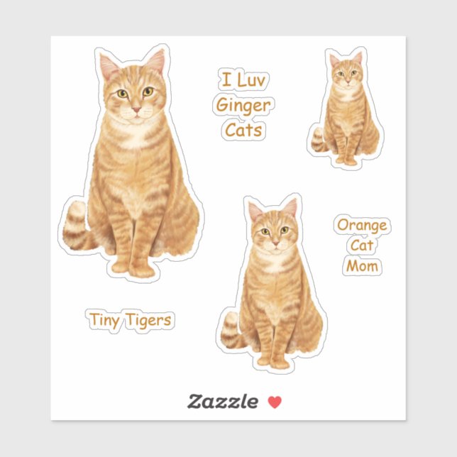 Orange Tabby Cat Sticker Set (Blatt)