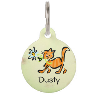 Orange Tabby Cat Tag Tiernamensmarke