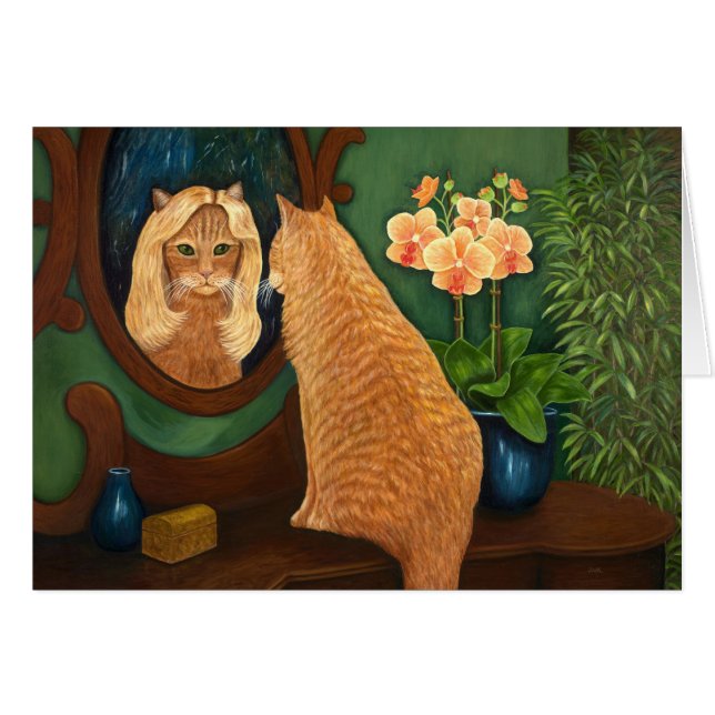 Orange Tabby Cat und Mirror (Vorderseite (Horizontal))