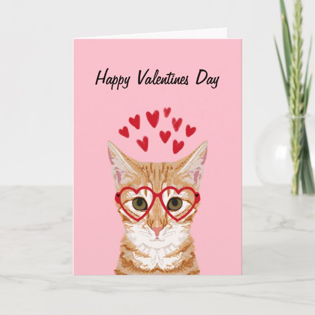 Orange Tabby Cat Valentines Liebe Feiertagskarte (Vorderseite)