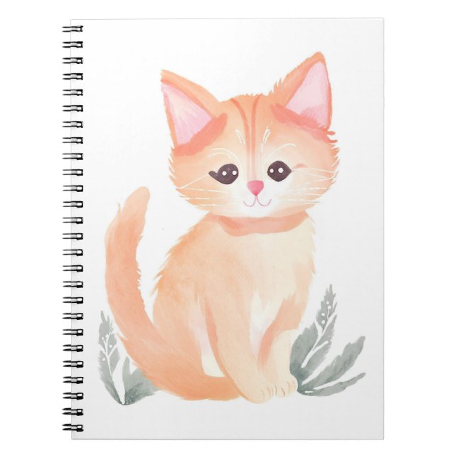 Orange Tabby Cat Watercolor Kitten Notizblock (Vorderseite)