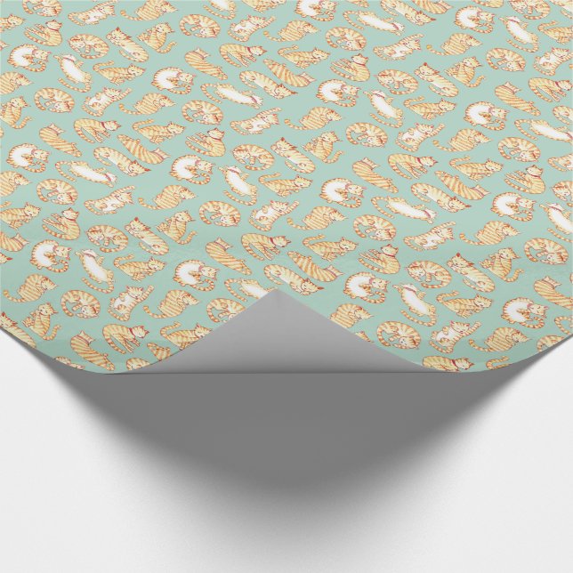 Orange Tabby Cats Illustriertes Muster Geschenkpapier (Ecke)