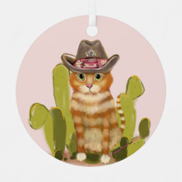 Orange Tabby Cowboy Cat Ornament Aus Metall