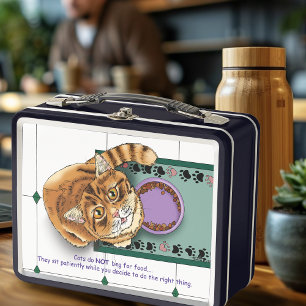 Orange Tabby Food Bowl Küche Metall Lunch Box