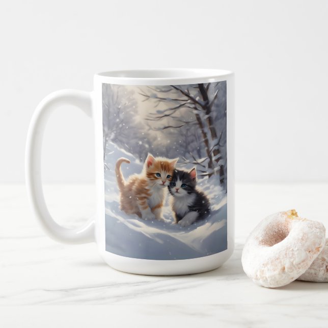 Orange Tabby Graue und weiße Katzen Kaffeetasse (Mit Donut)