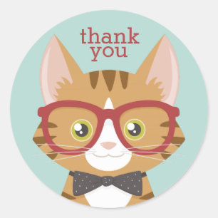 Orange Tabby Hipster Cat Danke Stickers