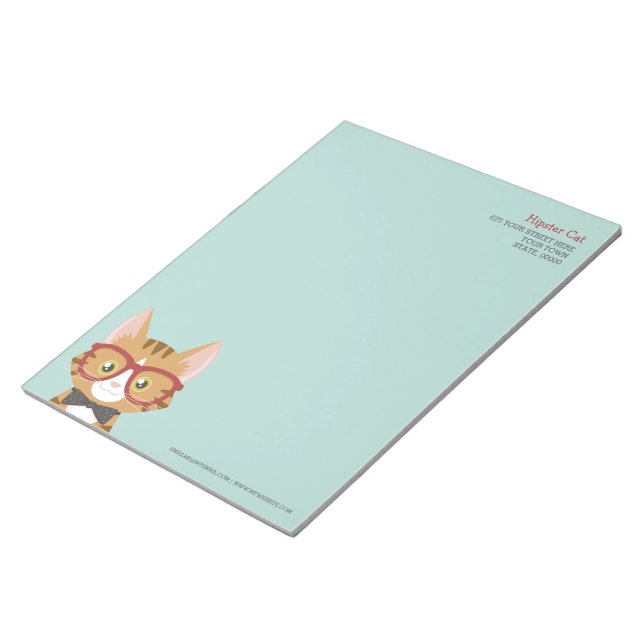 Orange Tabby Hipster Cat Kids Large Notepad Notizblock (angewinkelt)