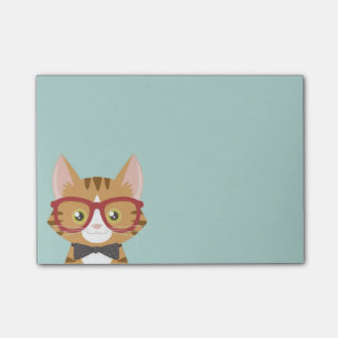 Orange Tabby-Hipster-Katze scherzt Posten-it® Post-it Klebezettel