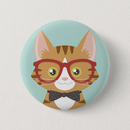 Orange Tabby-Hipster-Katzen-Illustration Button