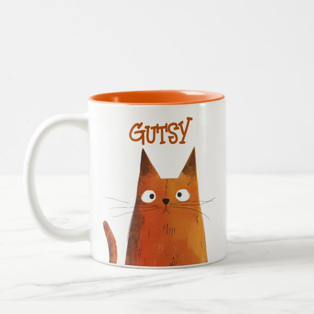 Orange Tabby Illustration Cat Name Zweifarbige Tasse (Links)