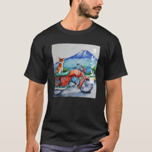Orange Tabby Katze auf einem Motorrad Abenteuer Ja T-Shirt