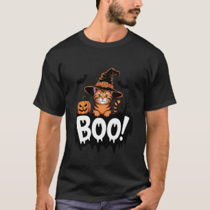 Orange Tabby-Katze Hexenhut Gruseliger Kürbis Hall T-Shirt