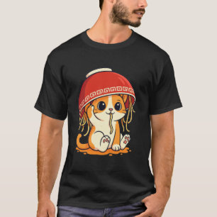 Orange Tabby Katze isst Ramen-Nudeln Japanischer V T-Shirt