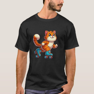 Orange Tabby Katze Rollschuhfahren Haustier Lustig T-Shirt