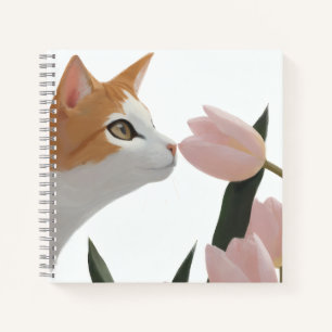 Orange Tabby Katze Tulpen Liebe Notizbuch