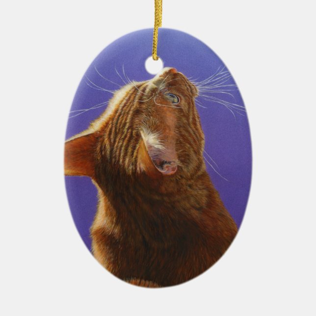 Orange Tabby-Katzen-Engels-Licht #2 Keramikornament (Vorne)