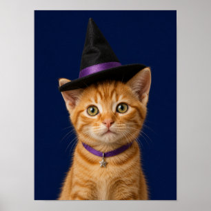 Orange Tabby Katzenbaby-Wandkunst — Halloween Hexe Poster