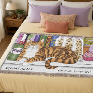 Orange Tabby Kitchen Counter Top Cat Decke