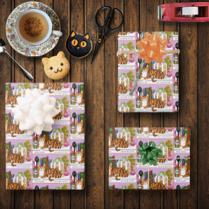 Orange Tabby Kitchen Counter Top Geschenkpapier Set