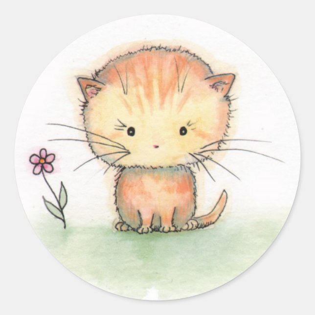 Orange Tabby Kitten Illustration Stickers (Vorderseite)