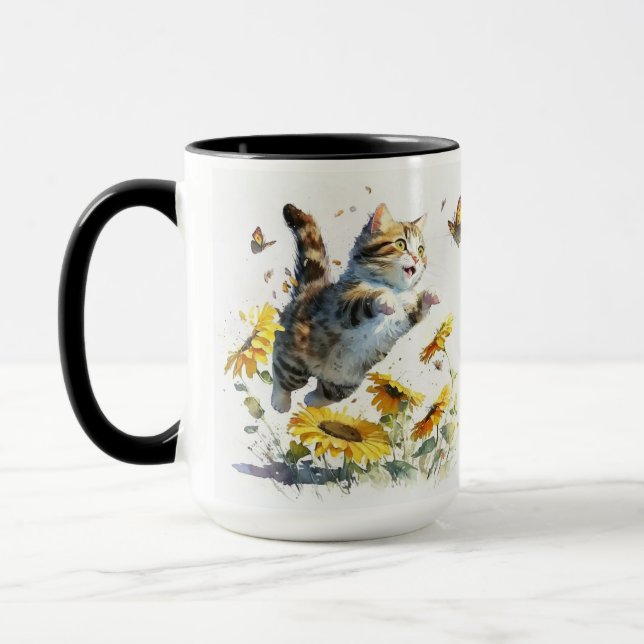 ORANGE TABBY KITTEN KASSE EINE SCHALTFLÄCHE TASSE (Links)