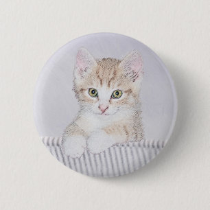 Orange Tabby Kitten Painting - Originelle Katze Ku Button