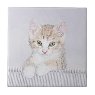 Orange Tabby Kitten Painting - Originelle Katze Ku Fliese