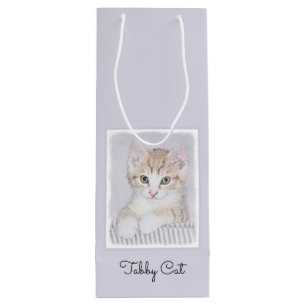 Orange Tabby Kitten Painting - Originelle Katze Ku Geschenktüte Für Weinflaschen