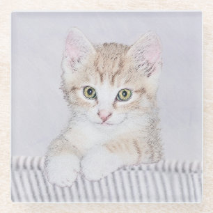 Orange Tabby Kitten Painting - Originelle Katze Ku Glasuntersetzer