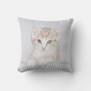 Orange Tabby Kitten Painting - Originelle Katze Ku Kissen