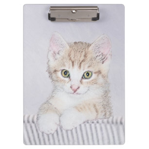 Orange Tabby Kitten Painting - Originelle Katze Ku Klemmbrett