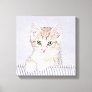 Orange Tabby Kitten Painting - Originelle Katze Ku Leinwanddruck