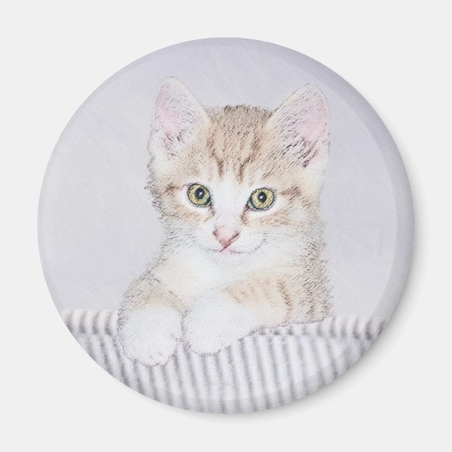 Orange Tabby Kitten Painting - Originelle Katze Ku Magnet (Vorne)