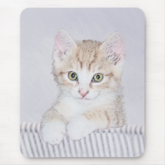 Orange Tabby Kitten Painting - Originelle Katze Ku Mousepad (Vorne)