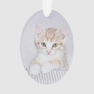 Orange Tabby Kitten Painting - Originelle Katze Ku Ornament