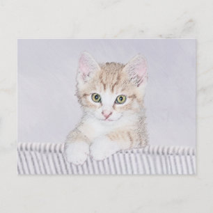 Orange Tabby Kitten Painting - Originelle Katze Ku Postkarte