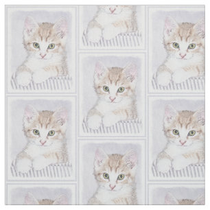 Orange Tabby Kitten Painting - Originelle Katze Ku Stoff