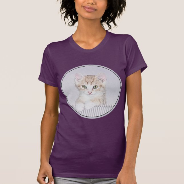 Orange Tabby Kitten Painting - Originelle Katze Ku T-Shirt (Vorderseite)