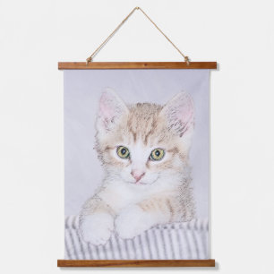 Orange Tabby Kitten Painting - Originelle Katze Ku Wandteppich Mit Holzrahmen