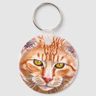Orange Tabby-Malerei Schlüsselanhänger