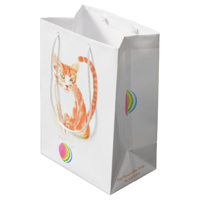 Orange Tabby Mittlere Geschenktüte (Rückseite Schrägansicht)
